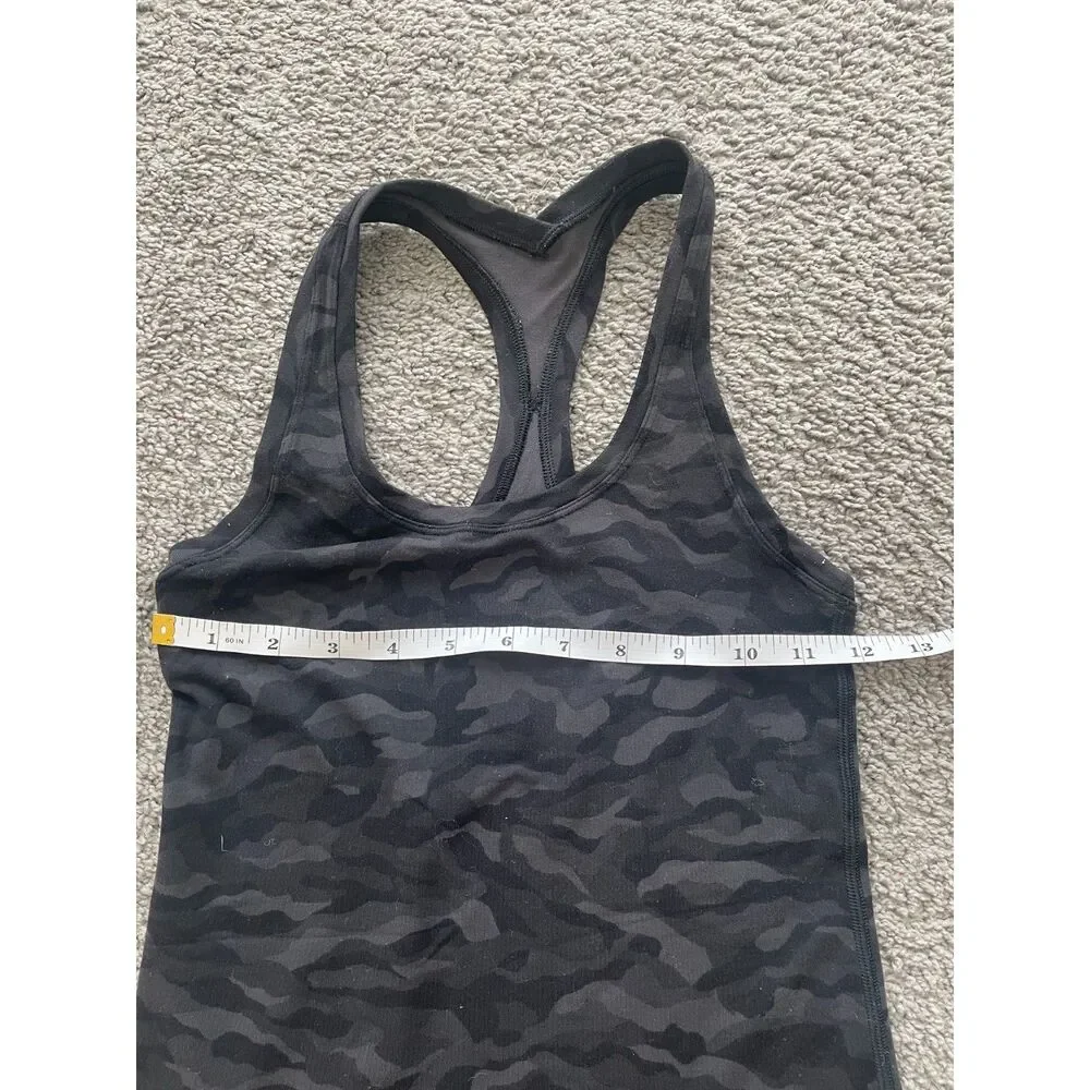 Lululemon Cool Racerback II Size 6-8 Camo Black Running Active Workout Gym
